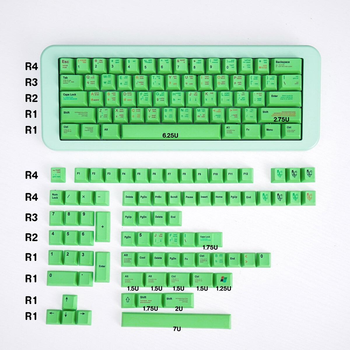 Programmer Green 104+36 PBT Dye-subbed Keycap Set Cherry Profile Compatible with ANSI Mechanical Gaming Keyboard